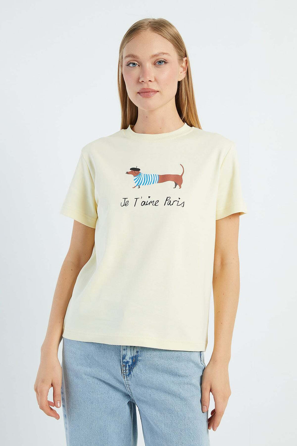 Dog Printed Crew Neck T-Shirt - MALLTURK