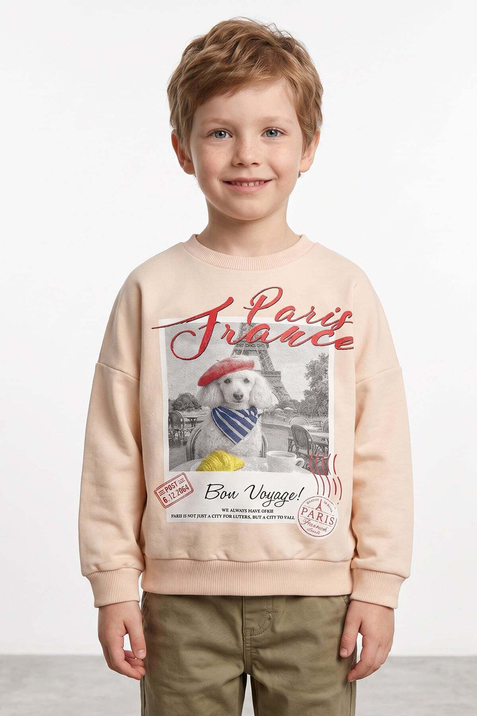 Dog Printed Oversize Boys' Sweatshirt - MALLTURK