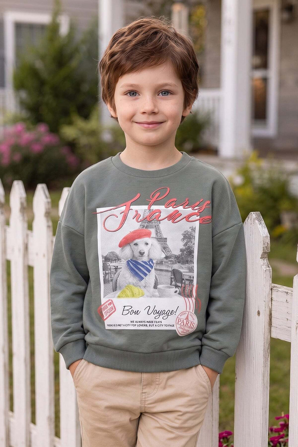 Dog Printed Oversize Boys' Sweatshirt - MALLTURK
