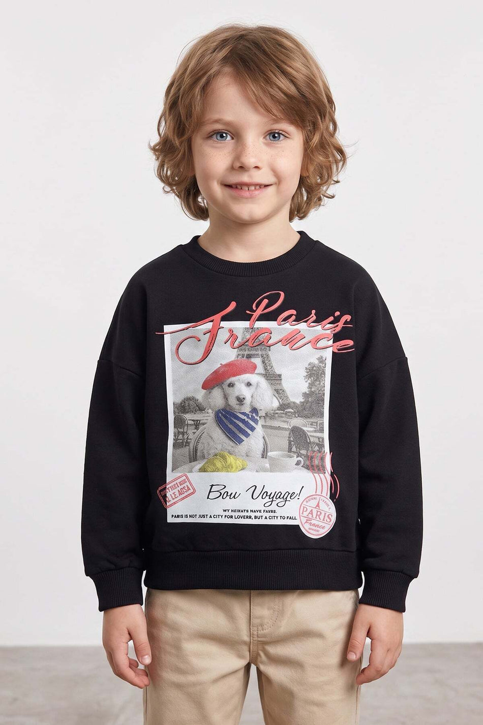 Dog Printed Oversize Boys' Sweatshirt - MALLTURK