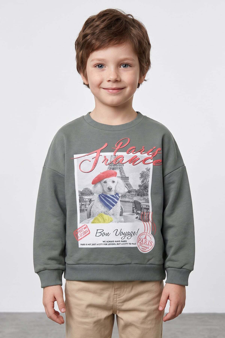 Dog Printed Oversize Boys' Sweatshirt - MALLTURK