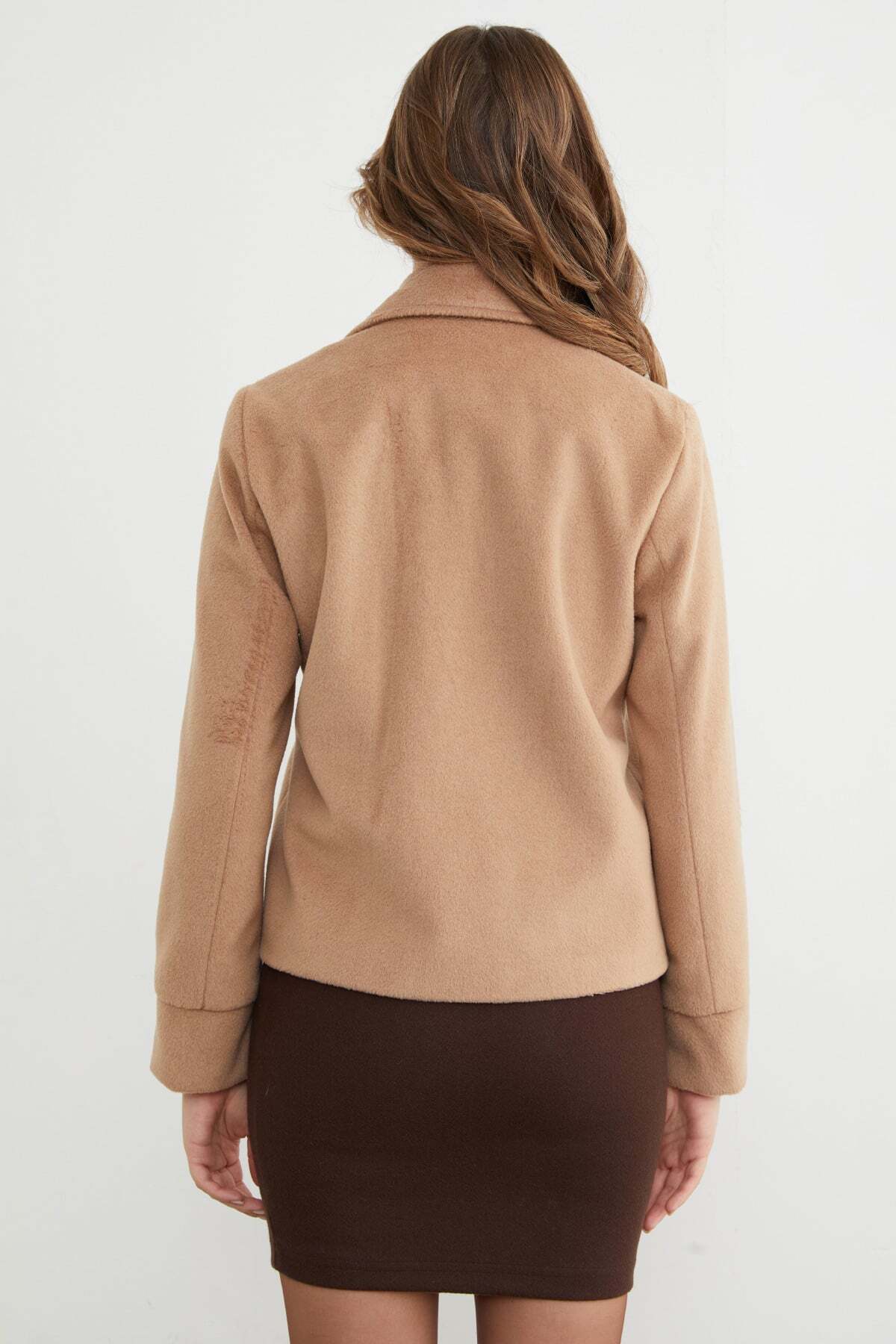 Double-Breasted Collar Soft Textured Cashmere Coat with Pockets - MALLTURK