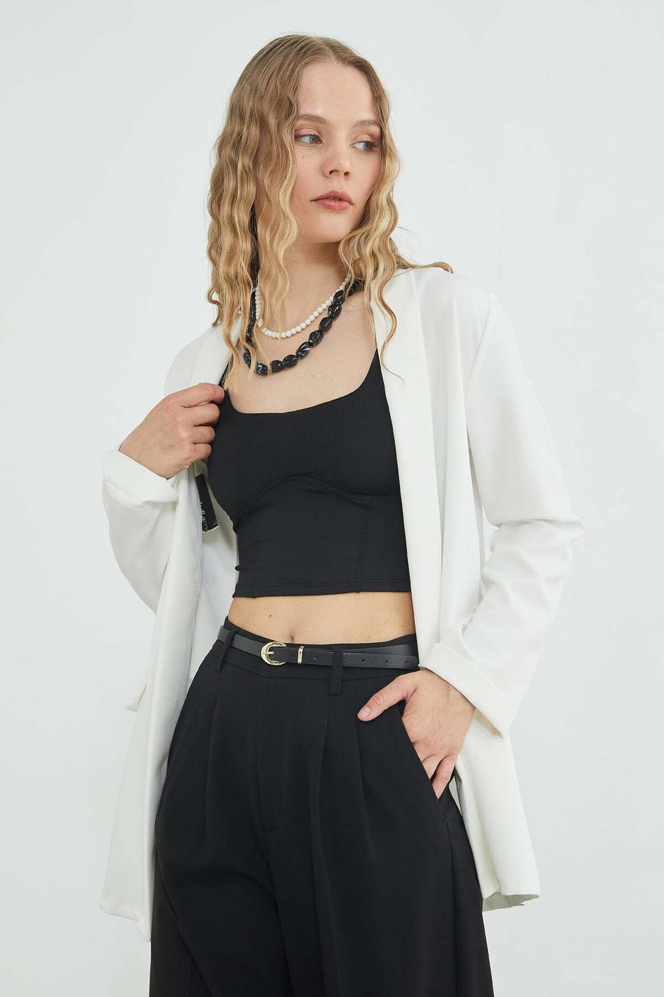Double Sleeve Shawl Collar Blazer Jacket - MALLTURK