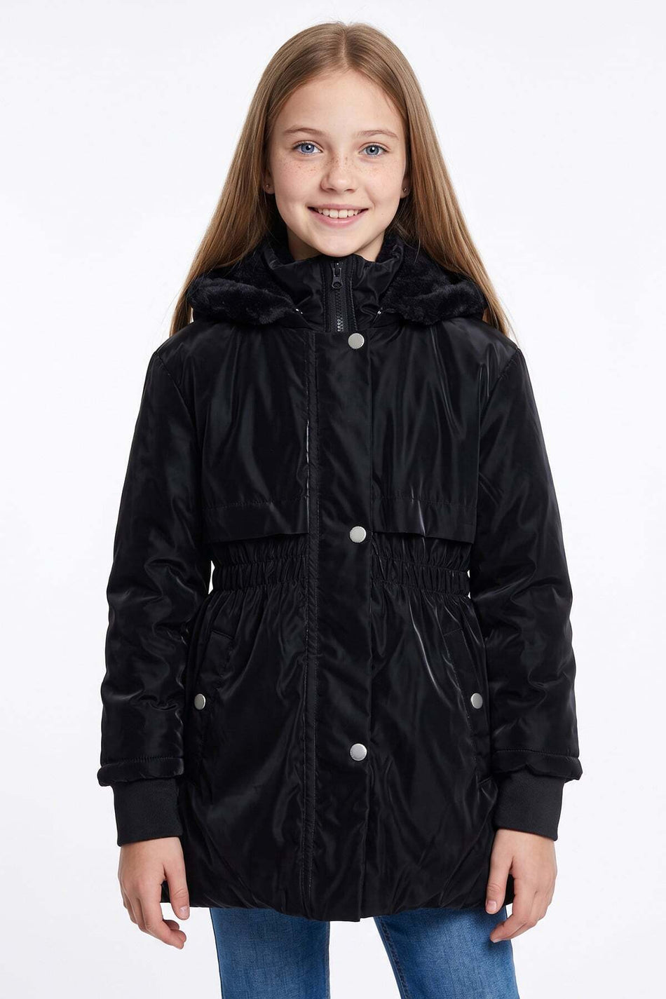 Drawstring Hooded Girls' Coat - MALLTURK