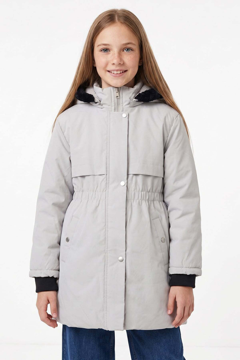 Drawstring Hooded Girls' Coat - MALLTURK