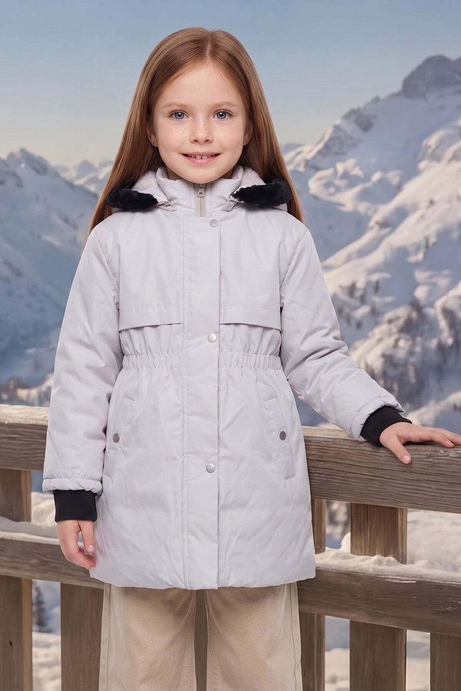 Drawstring Hooded Girls' Coat - MALLTURK