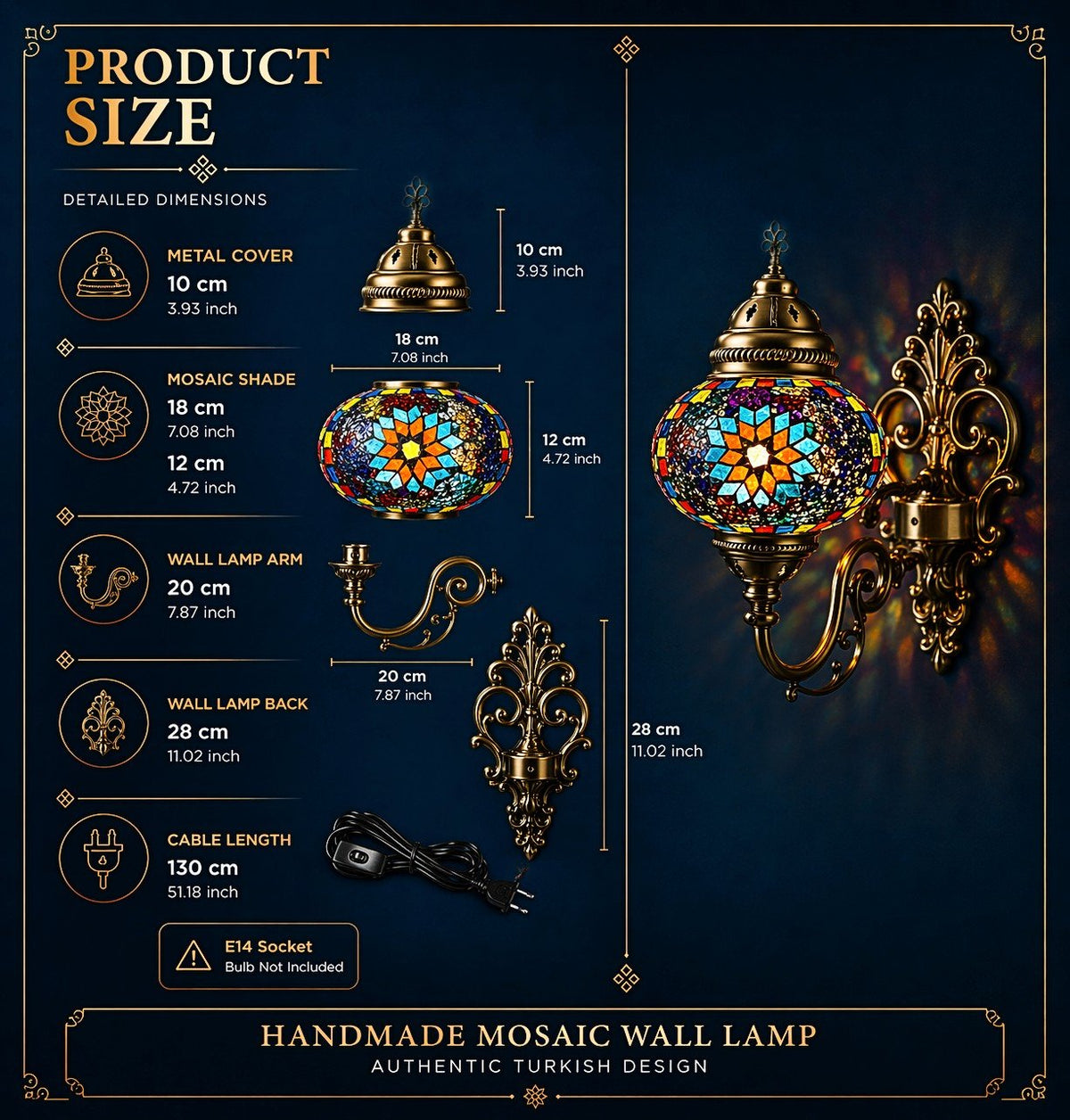 Turkish Mosaic Wall Lamp - MALLTURK