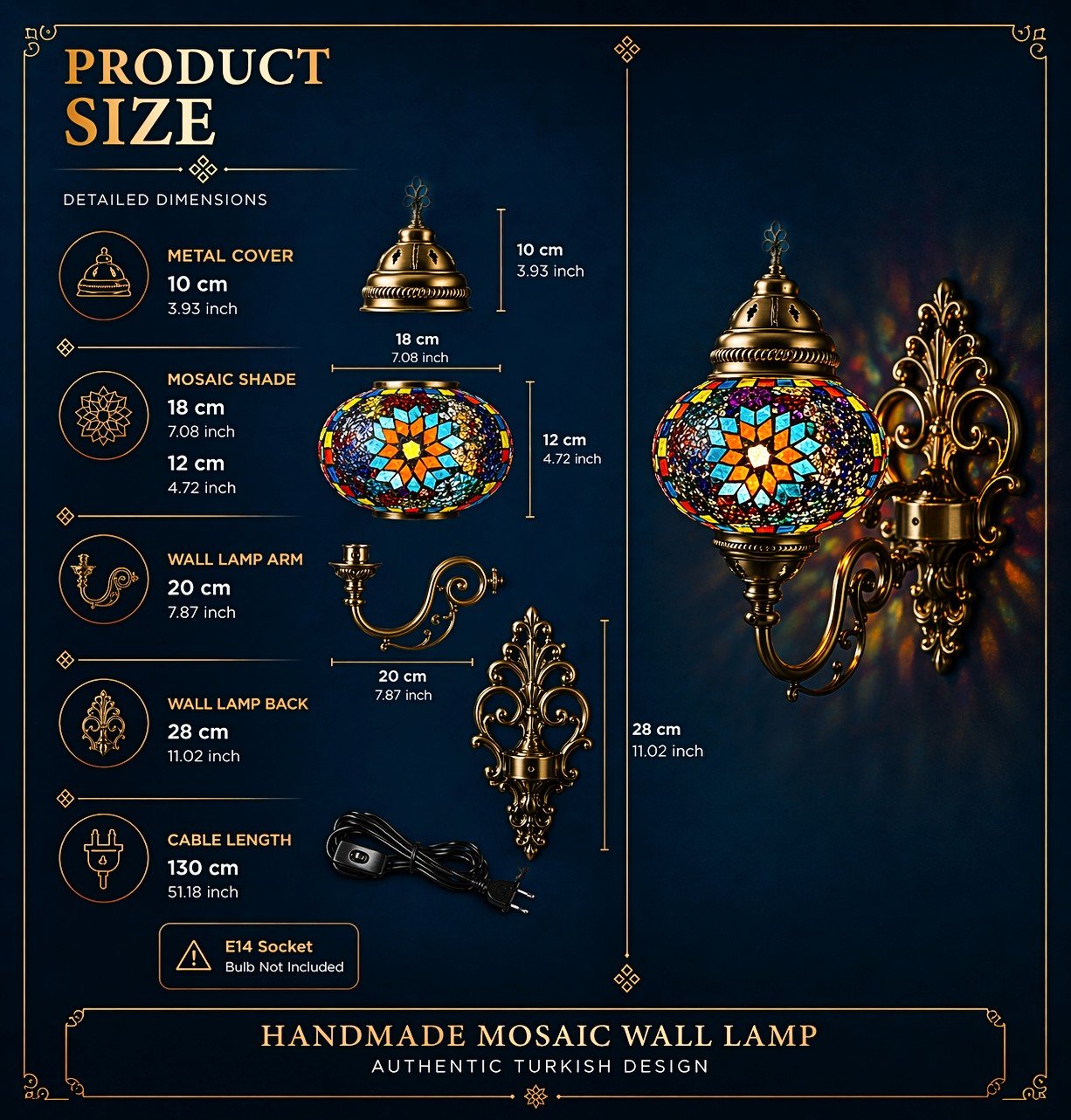 Turkish Mosaic Wall Lamp - MALLTURK