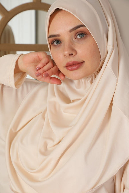 Easy to Wear One Piece Prayer Dress Cream - MALLTURK