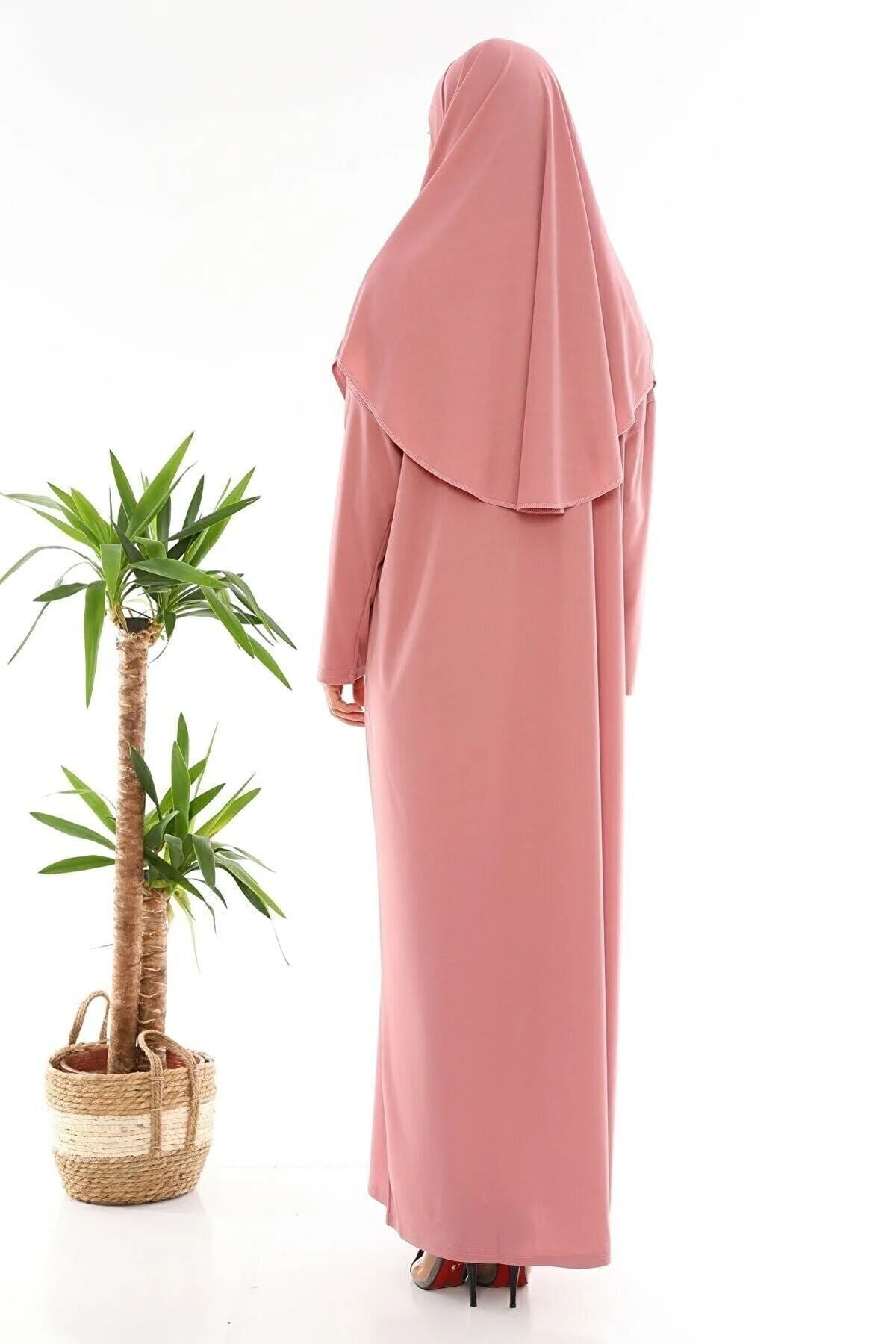 Easy to Wear One Piece Prayer Dress Dried Rose - MALLTURK