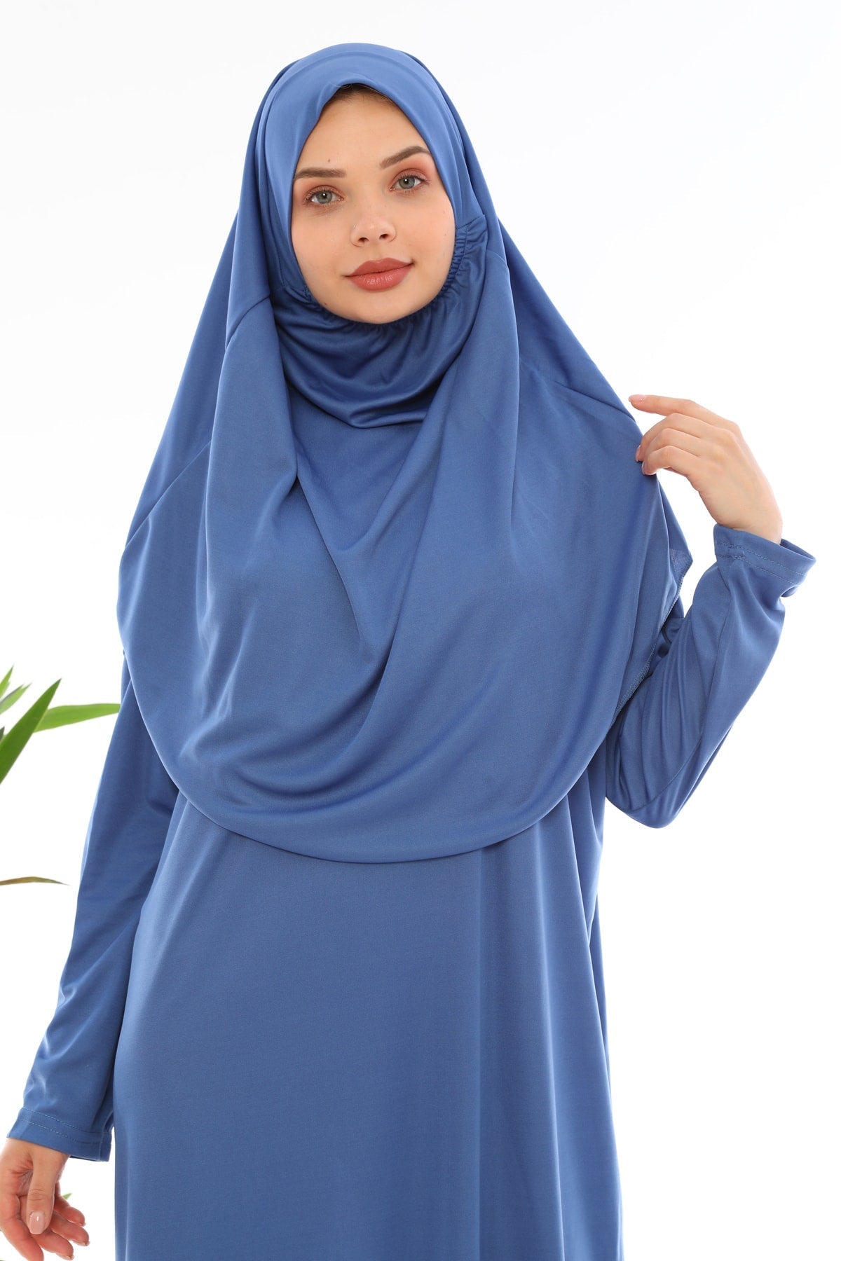 Easy to Wear One Piece Prayer Dress Indigo Blue - MALLTURK