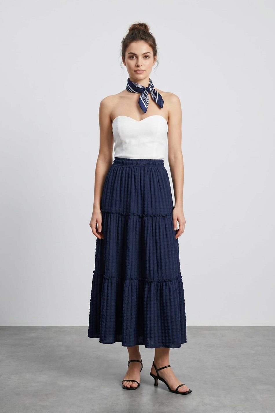Elastic Waist Buruqu Fabric Skirt - MALLTURK