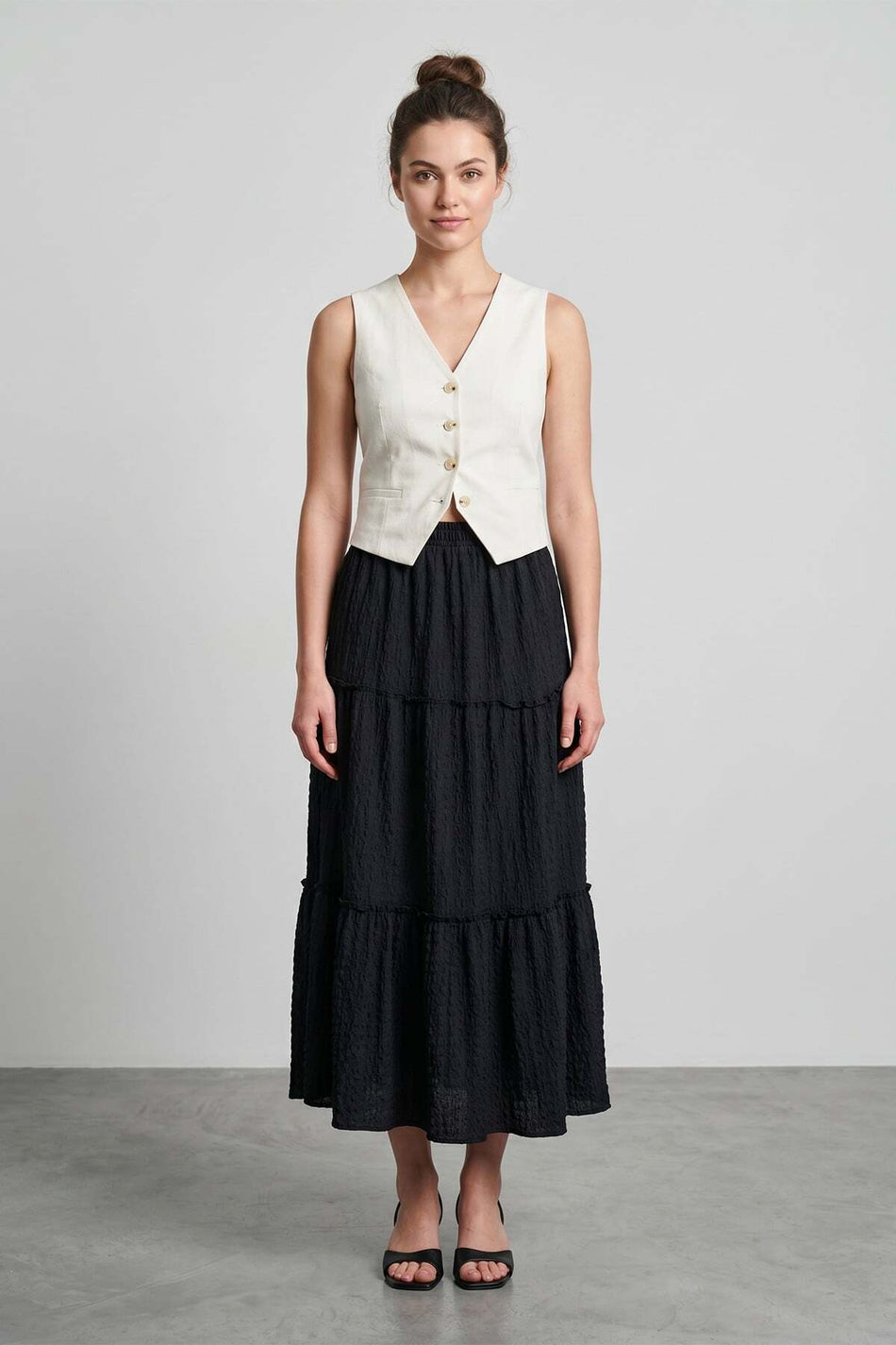 Elastic Waist Buruqu Fabric Skirt - MALLTURK