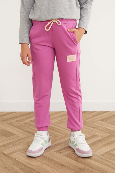 Elastic Waist Emblem Jogger Girl's Sweatpants - MALLTURK