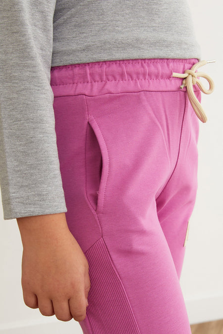 Elastic Waist Emblem Jogger Girl's Sweatpants - MALLTURK