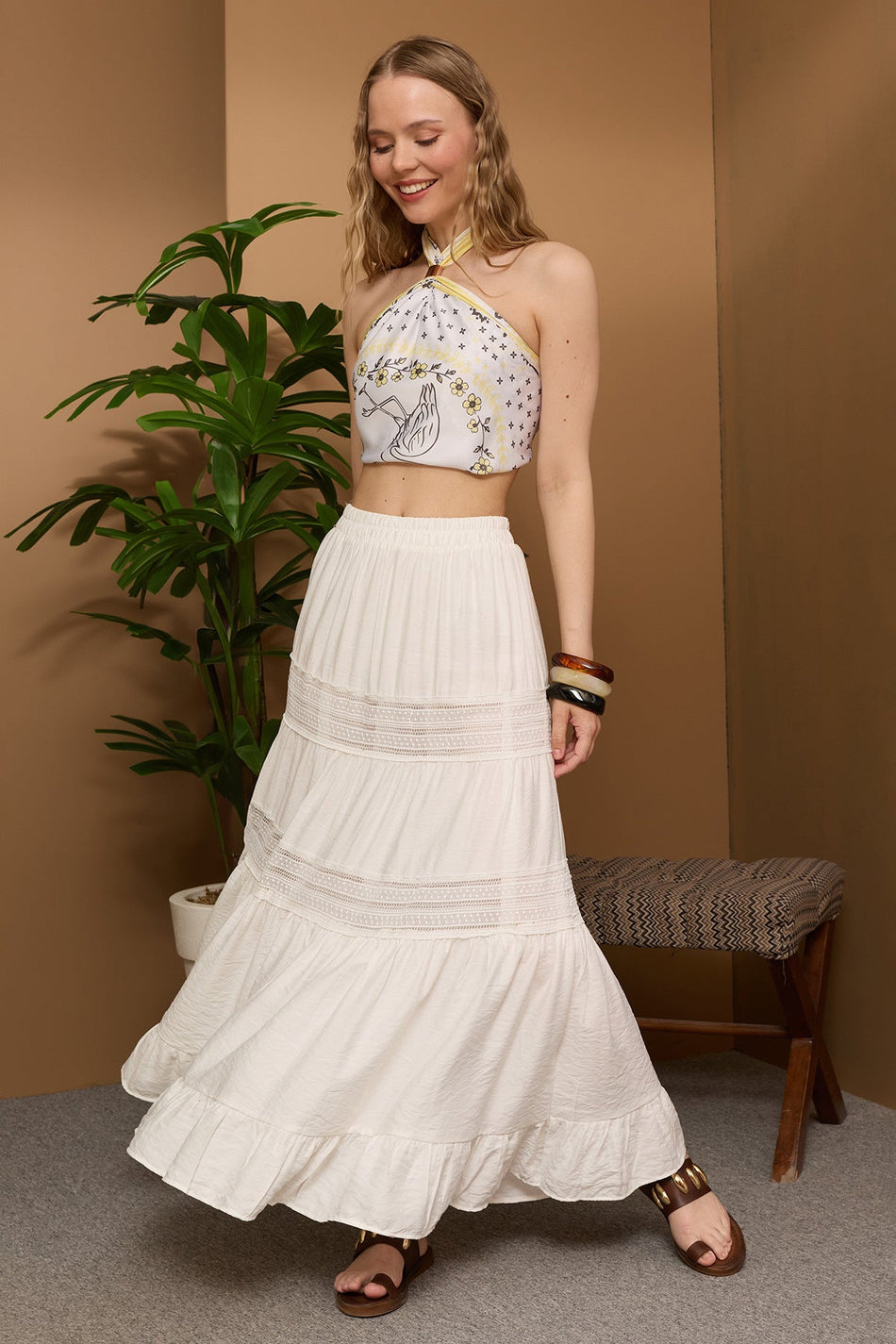 Elastic Waist Lace Pack Maxi Skirt - MALLTURK