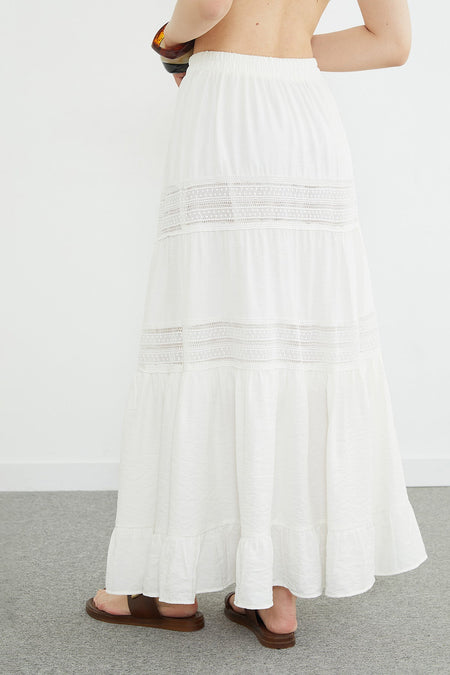 Elastic Waist Lace Pack Maxi Skirt - MALLTURK