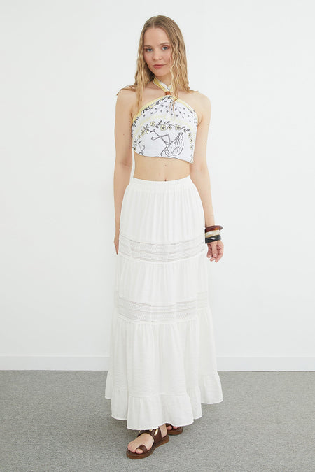 Elastic Waist Lace Pack Maxi Skirt - MALLTURK