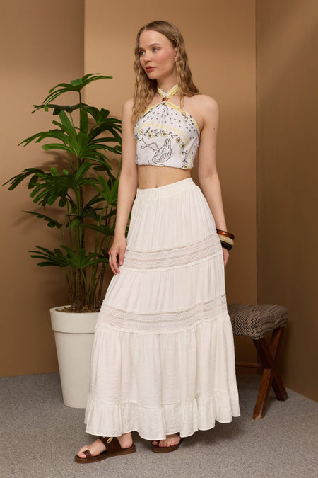 Elastic Waist Lace Pack Maxi Skirt - MALLTURK