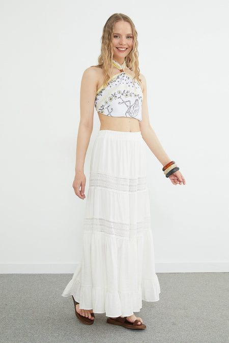 Elastic Waist Lace Pack Maxi Skirt - MALLTURK