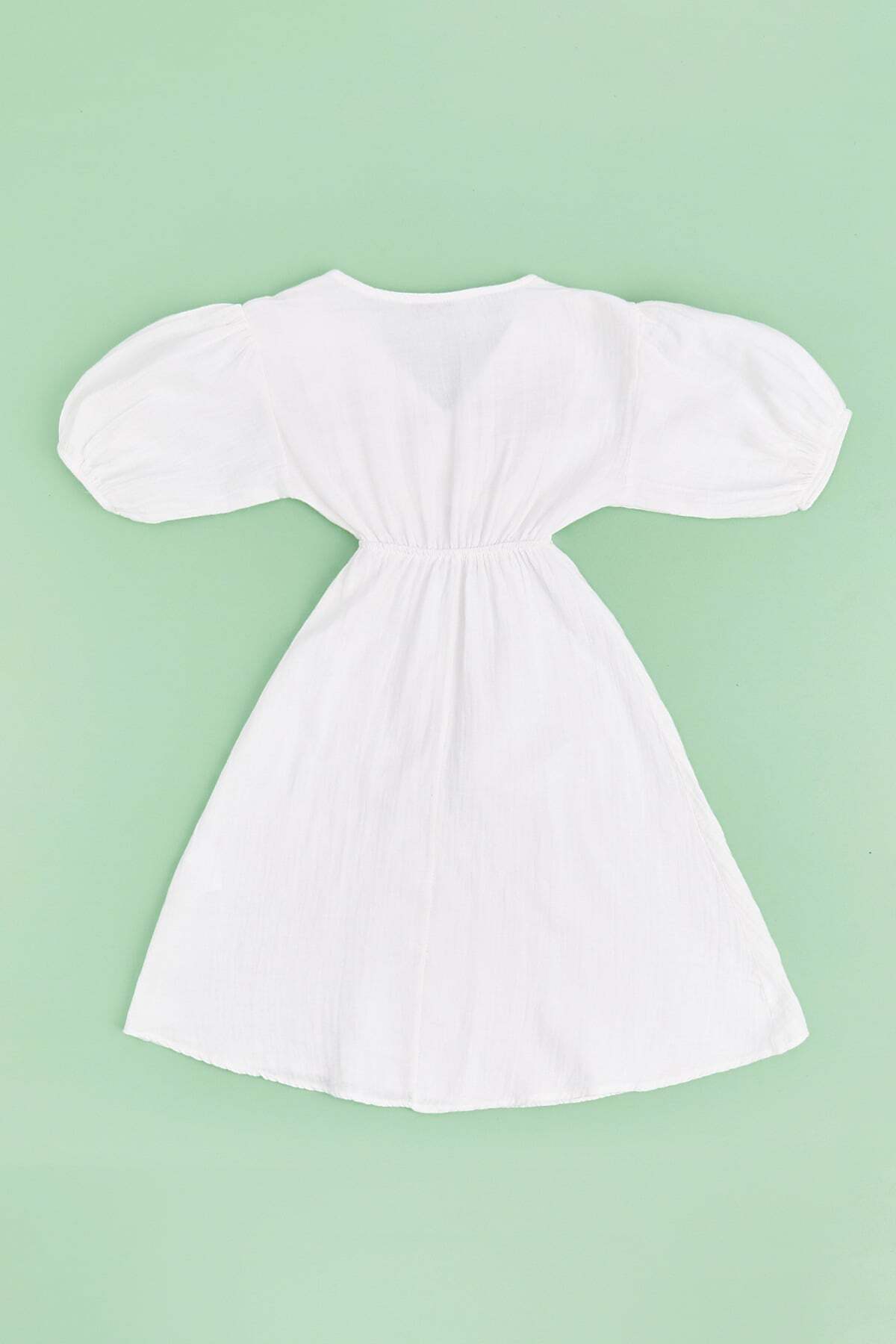 Elastic Waist Muslin Fabric Girls' Dress - MALLTURK
