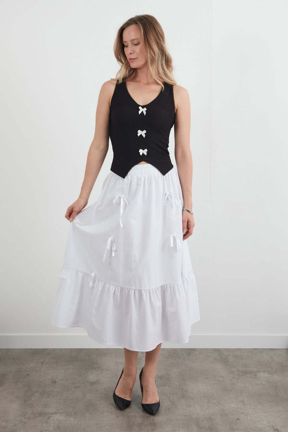 Elastic Waist Ribbon Skirt - MALLTURK
