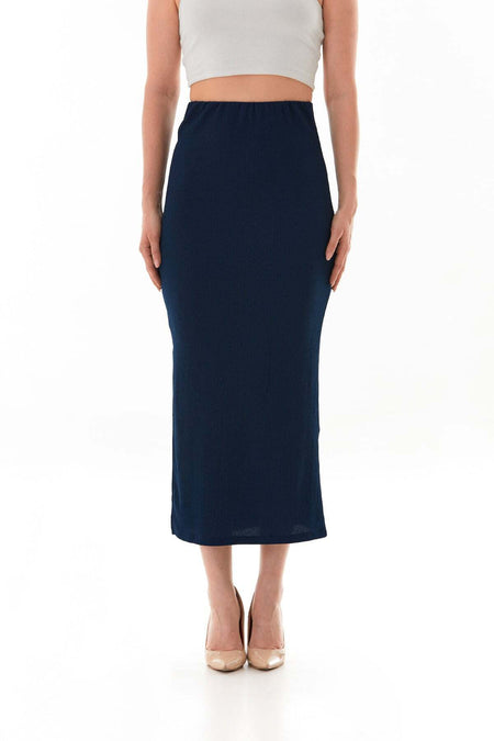 Elastic Waist Slit Wrapped Fabric Skirt - MALLTURK