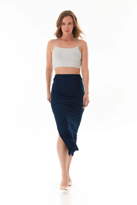Elastic Waist Slit Wrapped Fabric Skirt - MALLTURK