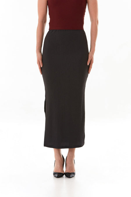 Elastic Waist Slit Wrapped Fabric Skirt - MALLTURK