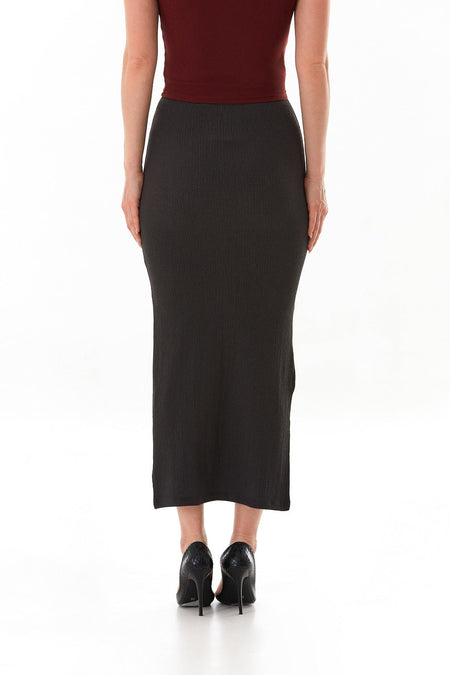 Elastic Waist Slit Wrapped Fabric Skirt - MALLTURK