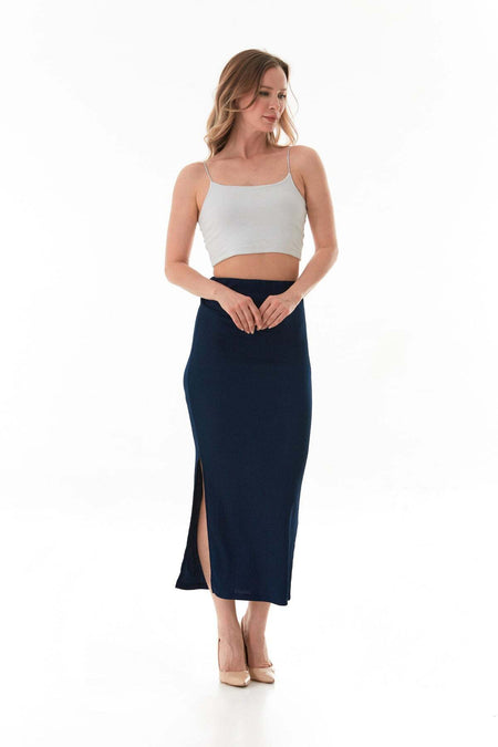 Elastic Waist Slit Wrapped Fabric Skirt - MALLTURK