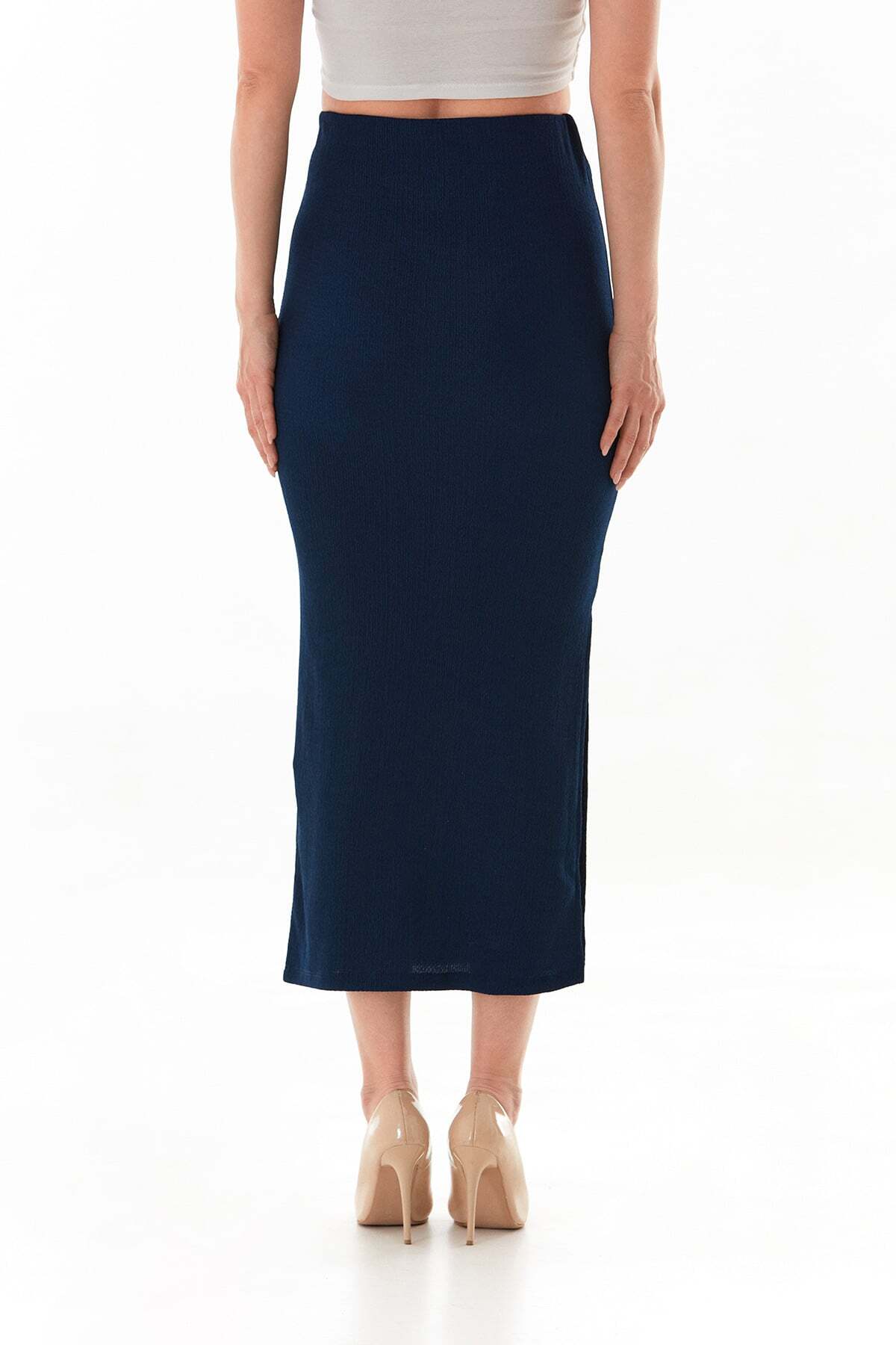 Elastic Waist Slit Wrapped Fabric Skirt - MALLTURK