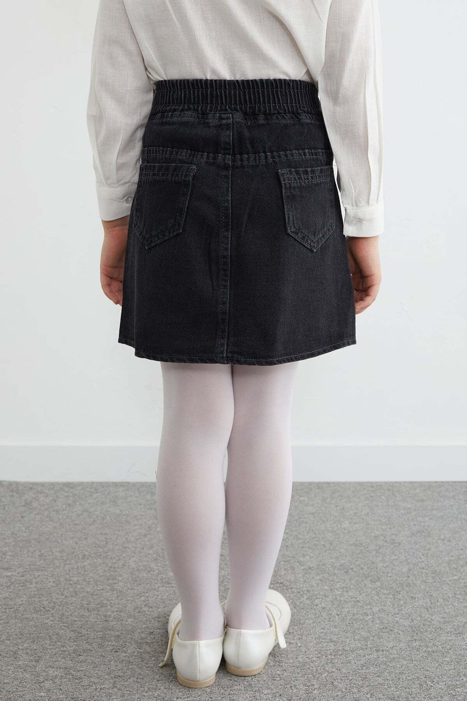 Elastic Waist Star Embroidered Stoned Girls' Jean Skirt - MALLTURK
