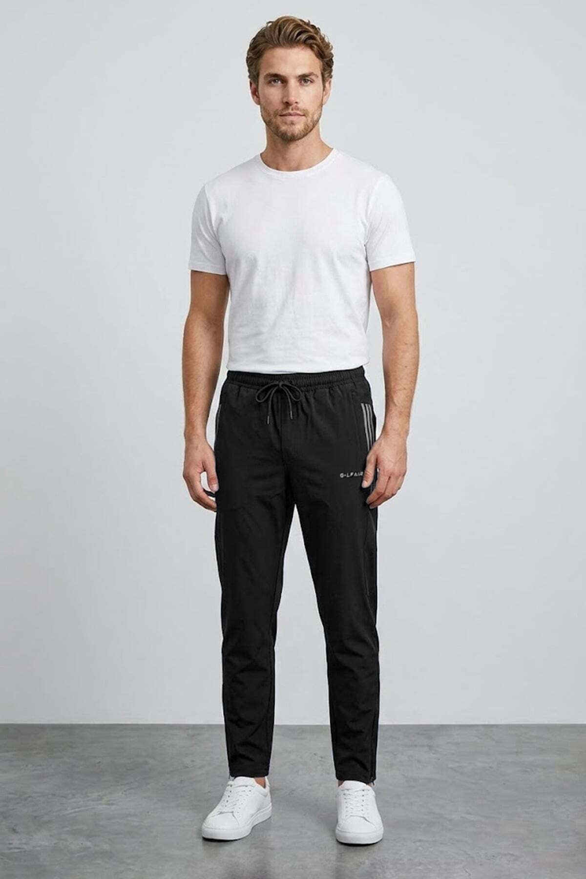 Elastic Waist Zippered Parachute Fabric Sweatpants - MALLTURK