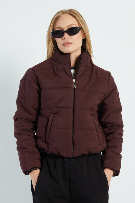 Elasticated Waist Cropped Puffer Jacket - MALLTURK