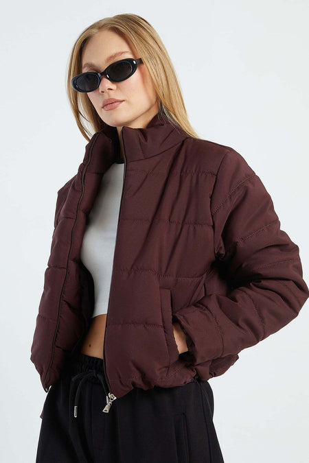 Elasticated Waist Cropped Puffer Jacket - MALLTURK