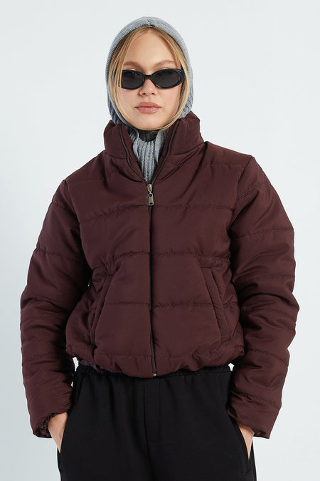 Elasticated Waist Cropped Puffer Jacket - MALLTURK