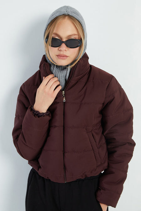 Elasticated Waist Cropped Puffer Jacket - MALLTURK