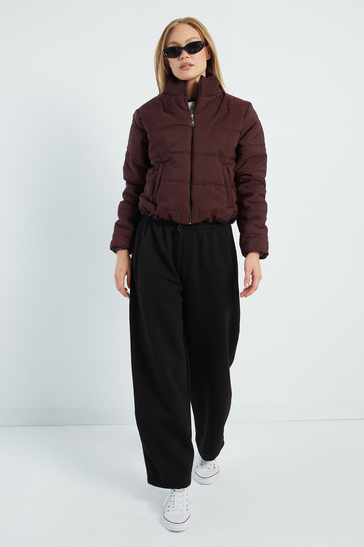 Elasticated Waist Cropped Puffer Jacket - MALLTURK