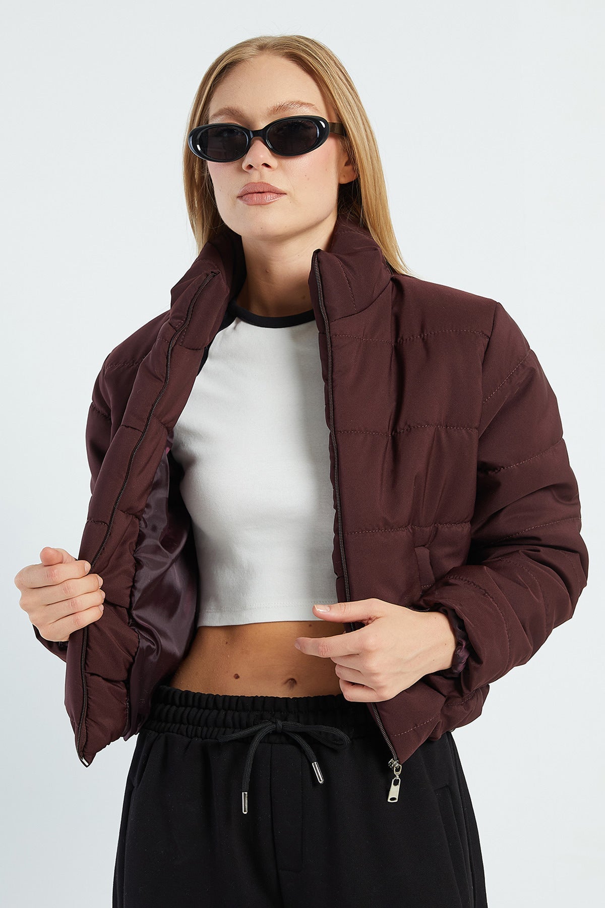 Elasticated Waist Cropped Puffer Jacket - MALLTURK