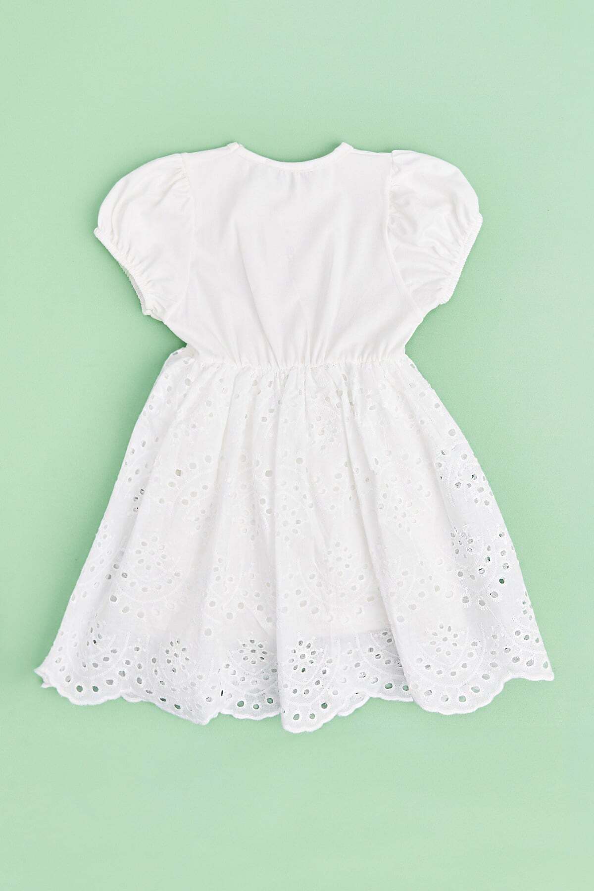 Embroidered Detailed Bowknot Girl's Dress - MALLTURK
