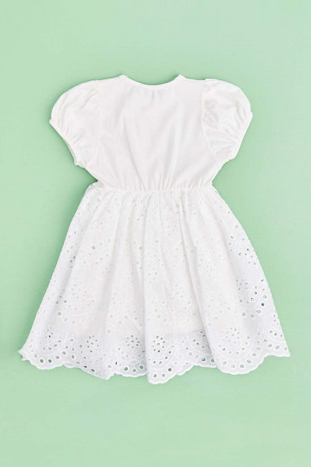 Embroidered Detailed Bowknot Girl's Dress - MALLTURK