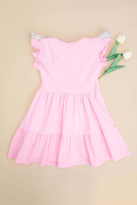 Embroidered Detailed Ruffled Sleeve Girls' Dress - MALLTURK