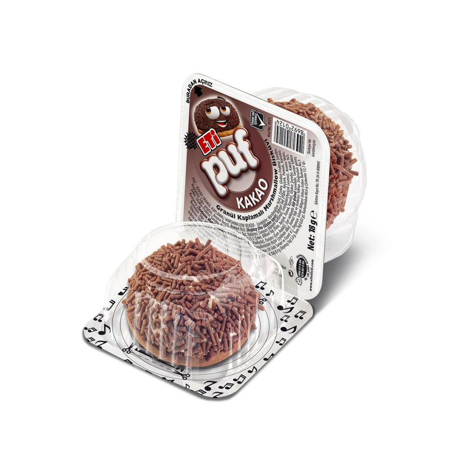 Puf-Kekse mit körnigem Überzug und Kakao, Eti