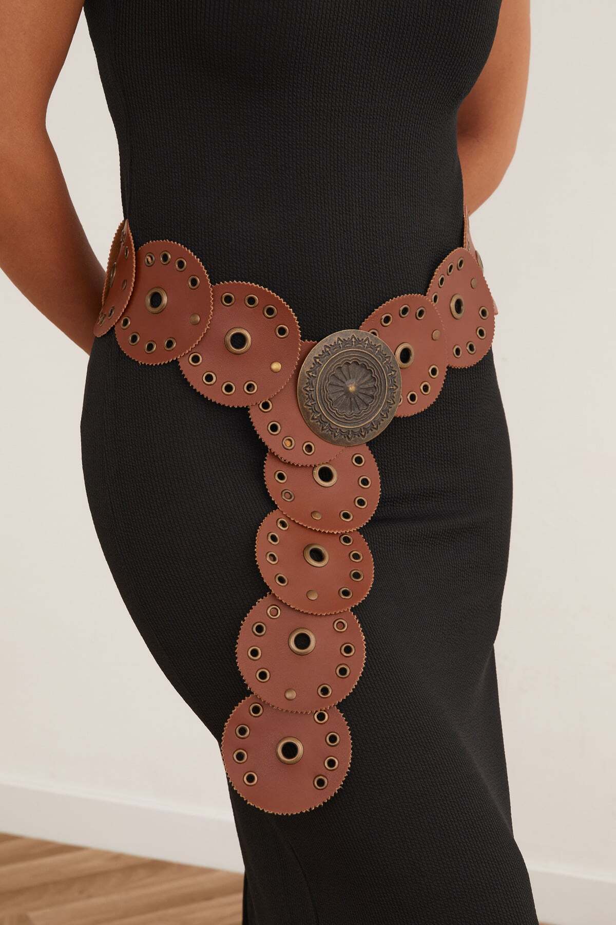 Eyelet Detailed Metal Buckle Belt - MALLTURK