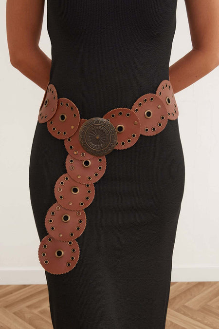 Eyelet Detailed Metal Buckle Belt - MALLTURK