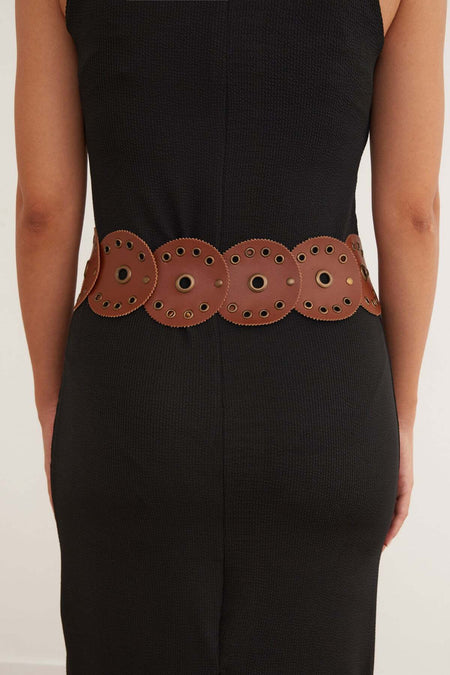 Eyelet Detailed Metal Buckle Belt - MALLTURK