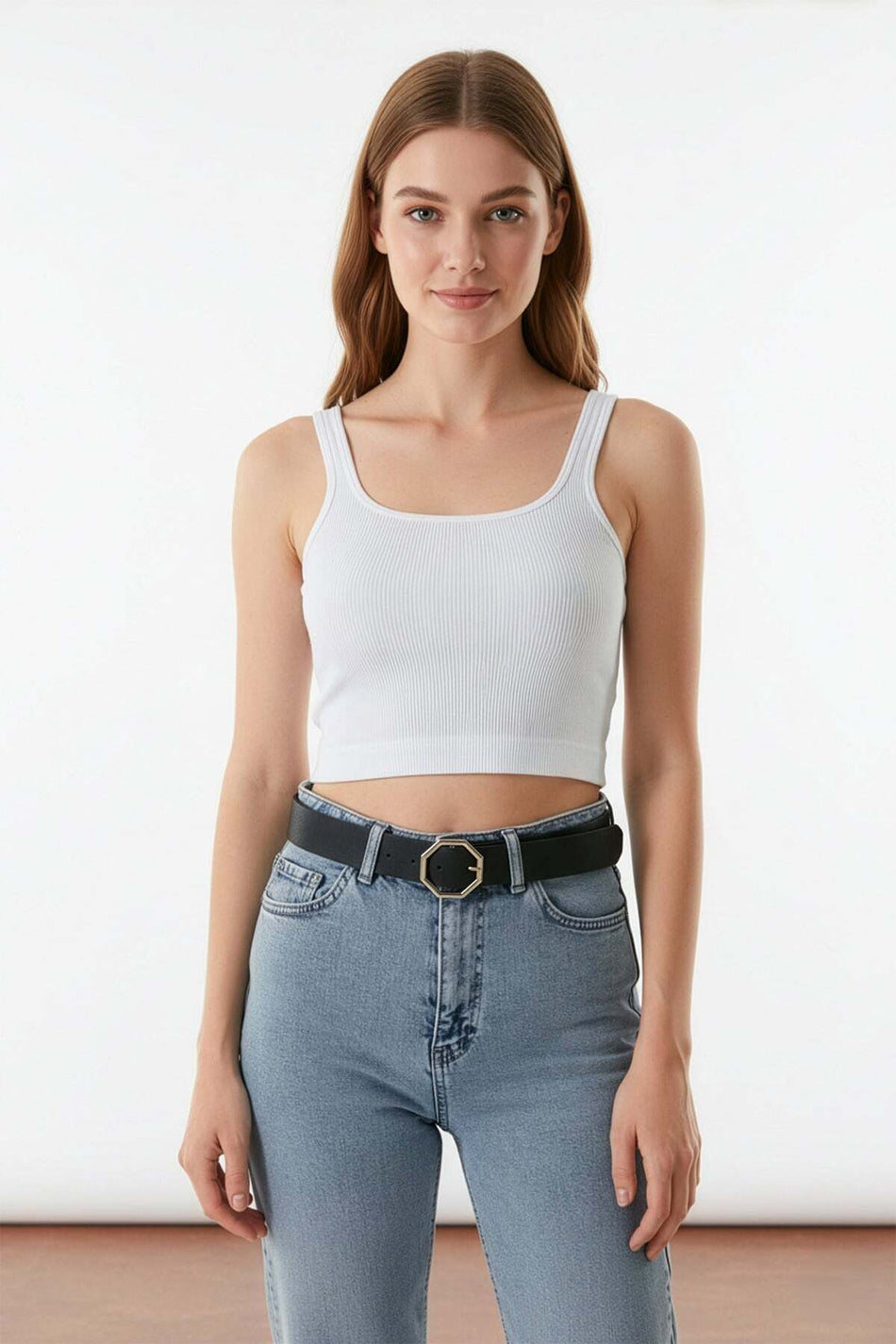 Faux Leather Belt - Octagonal Buckle - MALLTURK