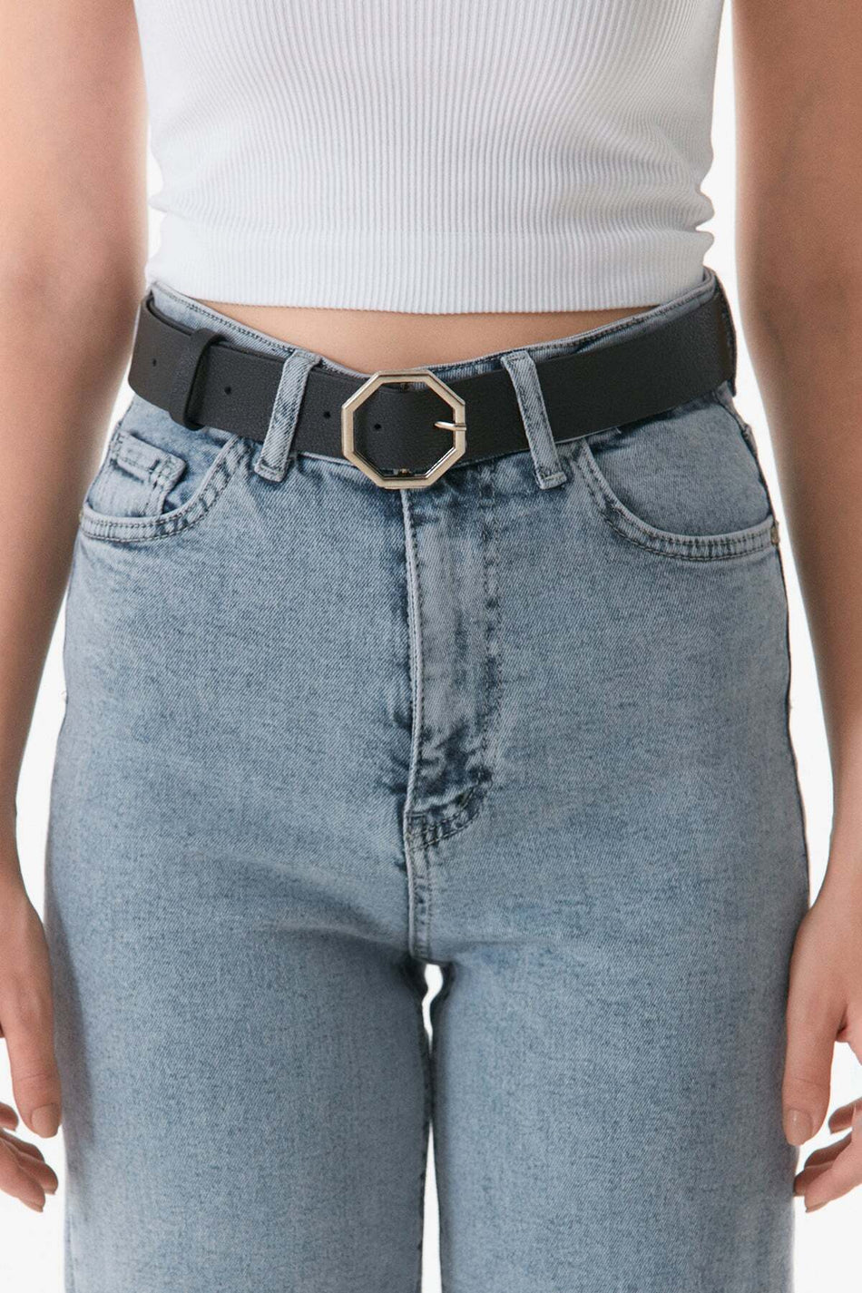 Faux Leather Belt - Octagonal Buckle - MALLTURK