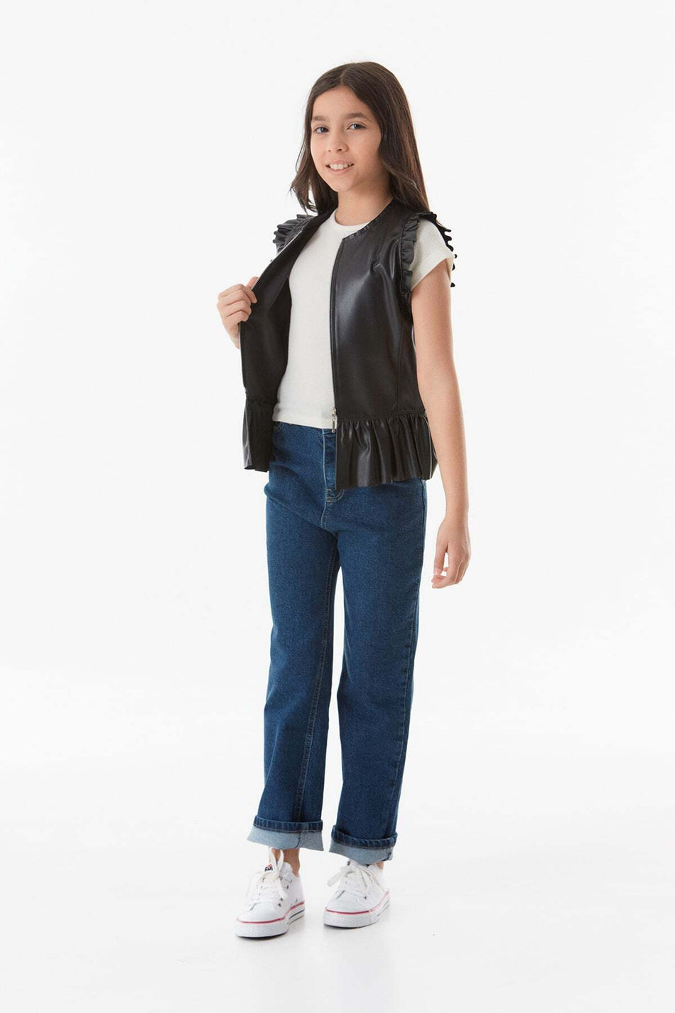 Faux Leather Girl's Vest - MALLTURK